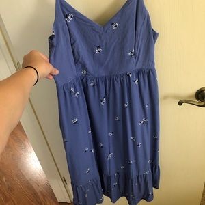 Blue boho floral midi dress